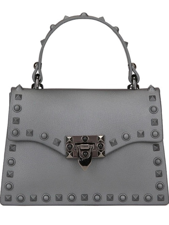 Source Unknown Handbags - Gray/Silver Studded Handbag and Crossbody Bag with Gunmetal Hardware